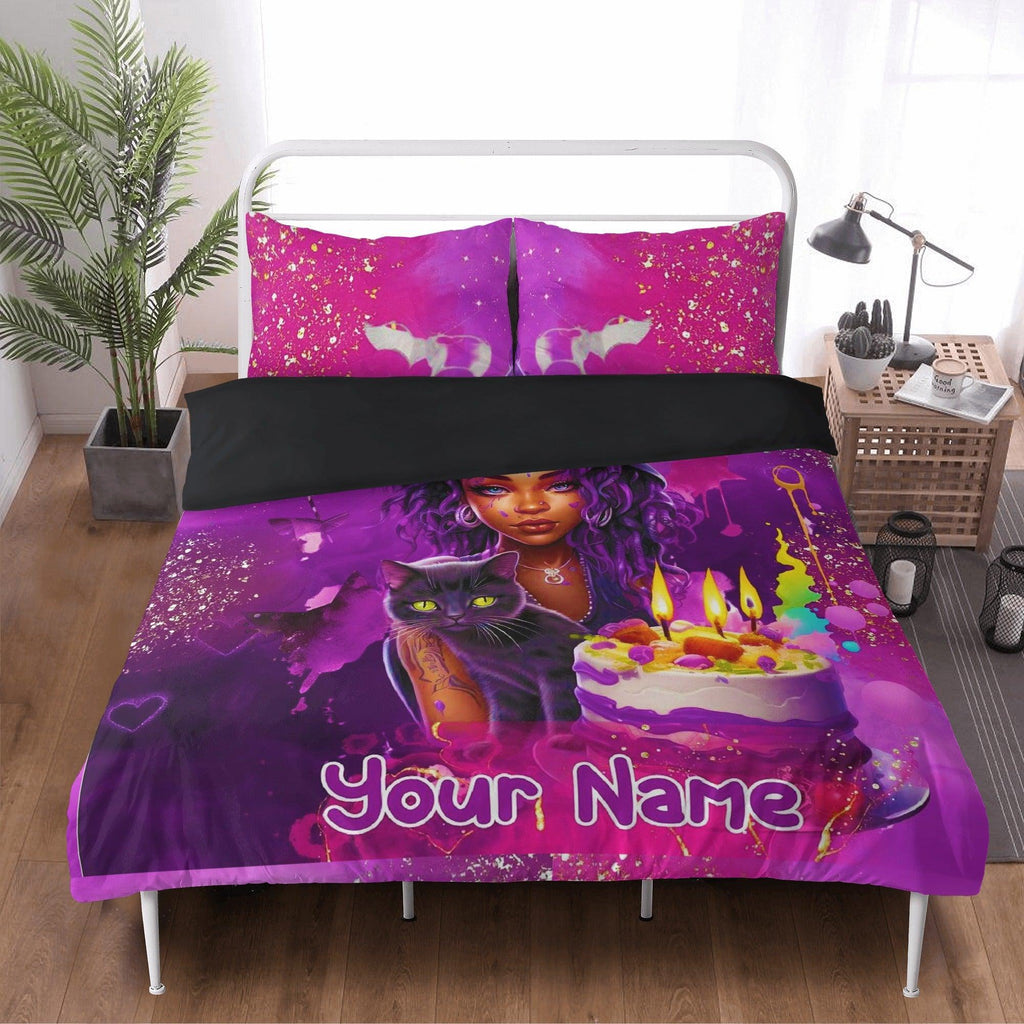 MelanatedME Custom Cute Girl Custom Pink Cake Dream 4 3 Pcs Beddings - D'Sare 