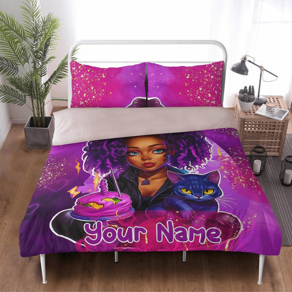 MelanatedME Custom Cute Girl Custom Pink Cake Dream5 3 Pcs Beddings - D'Sare 