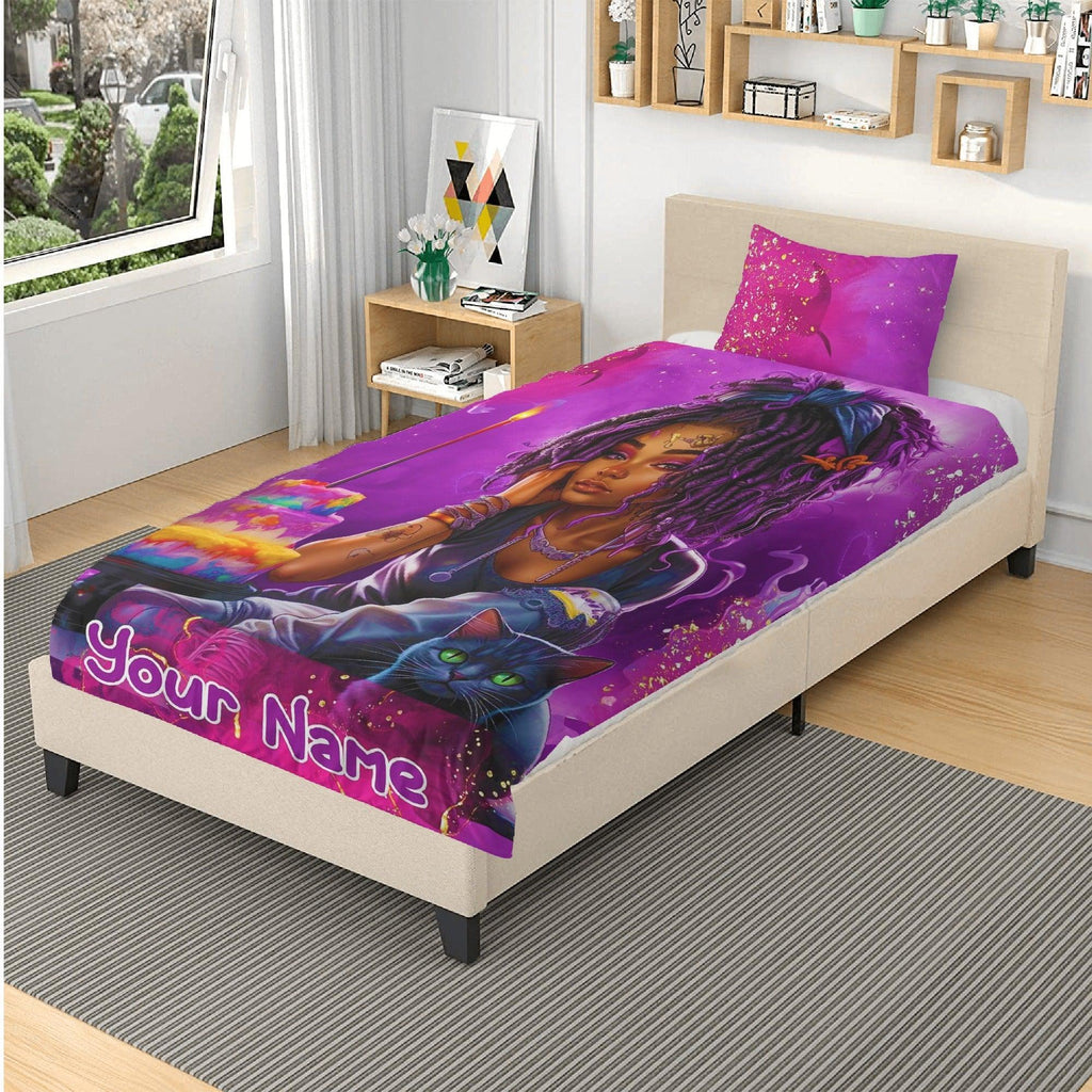 MelanatedME Custom Cute Girl Custom Pink 2 Cake Dream Bedding - D'Sare 