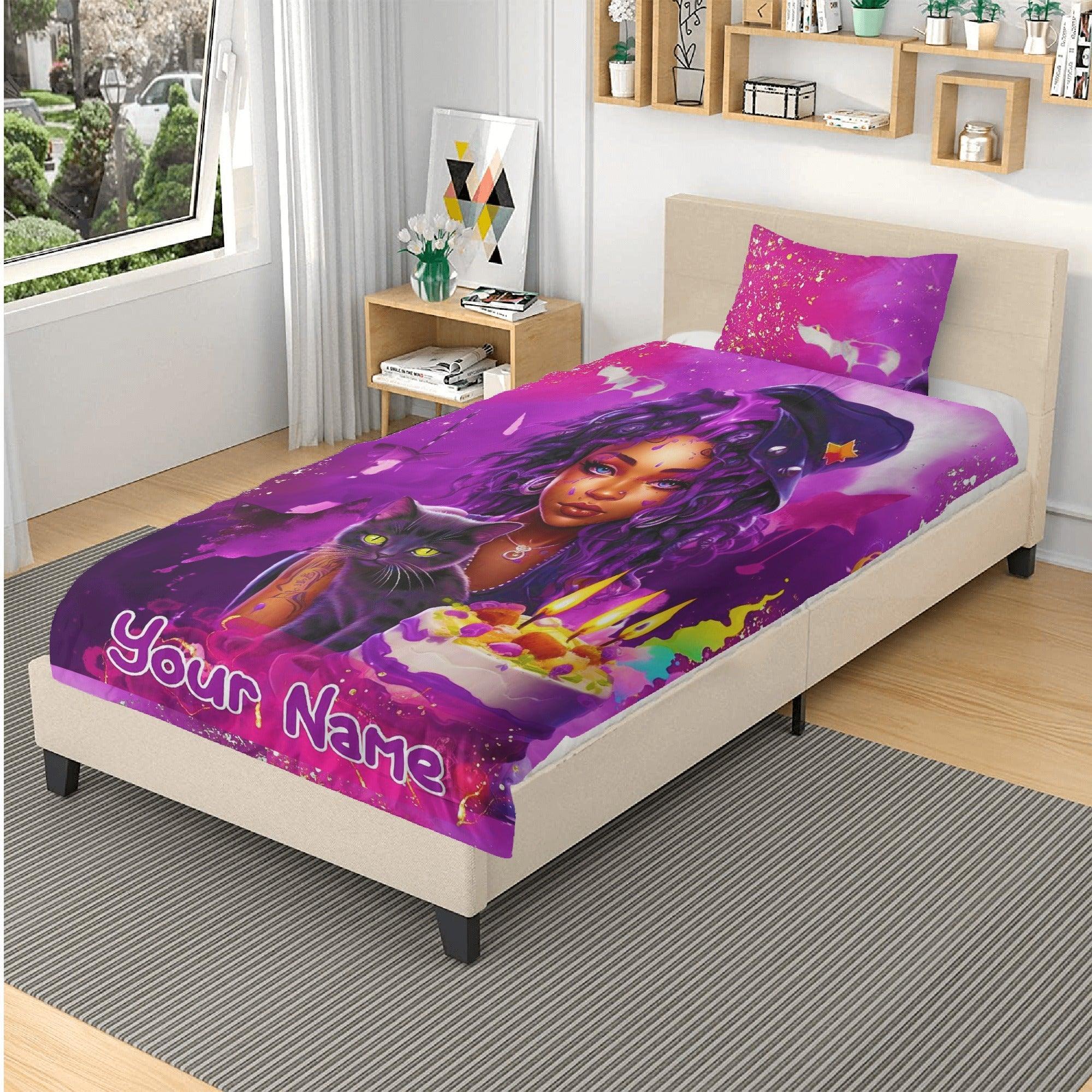 MelanatedME Custom Cute Girl Custom Pink Cake Dream 4 3 Pcs Beddings - D'Sare 