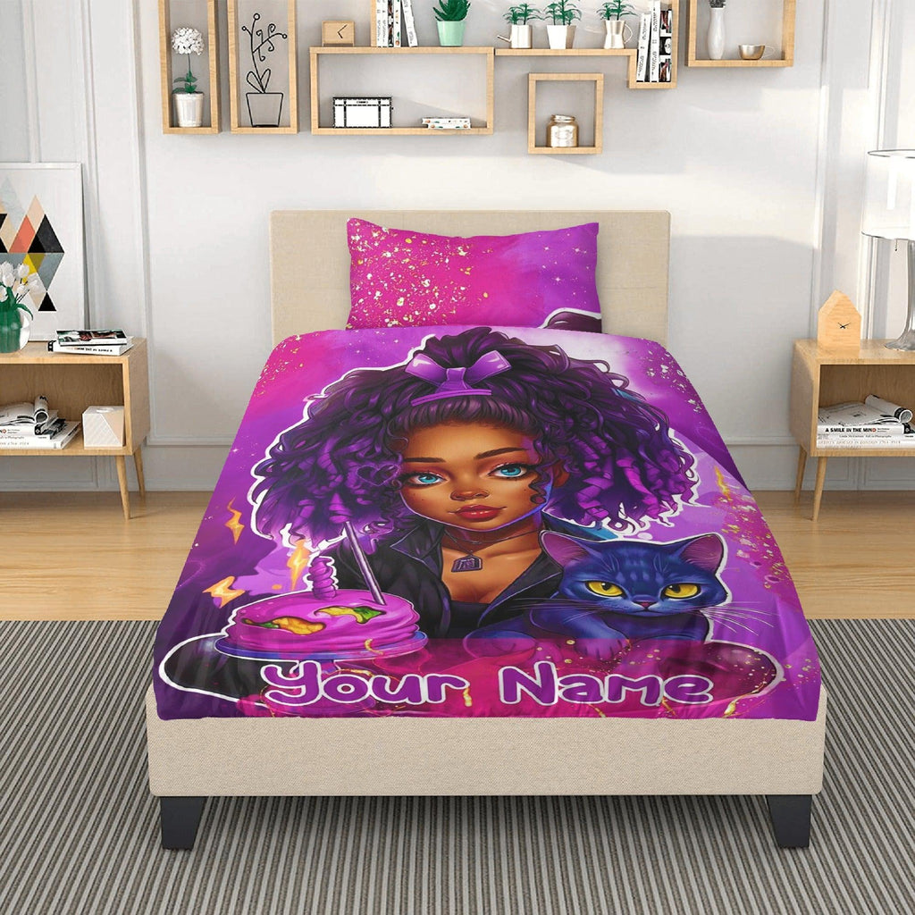 MelanatedME Custom Cute Girl Custom Pink Cake Dream5 3 Pcs Beddings - D'Sare 