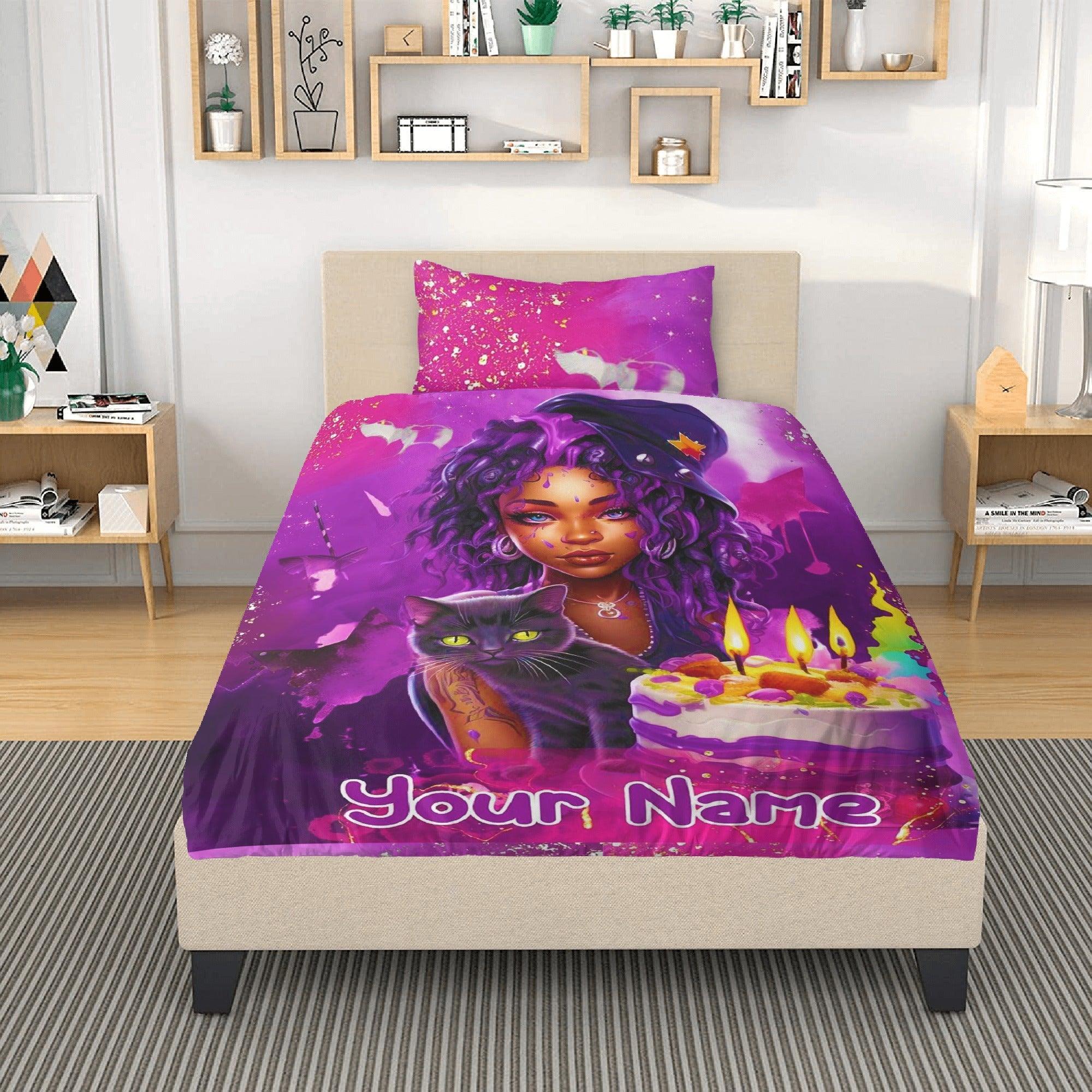 MelanatedME Custom Cute Girl Custom Pink Cake Dream 4 3 Pcs Beddings - D'Sare 