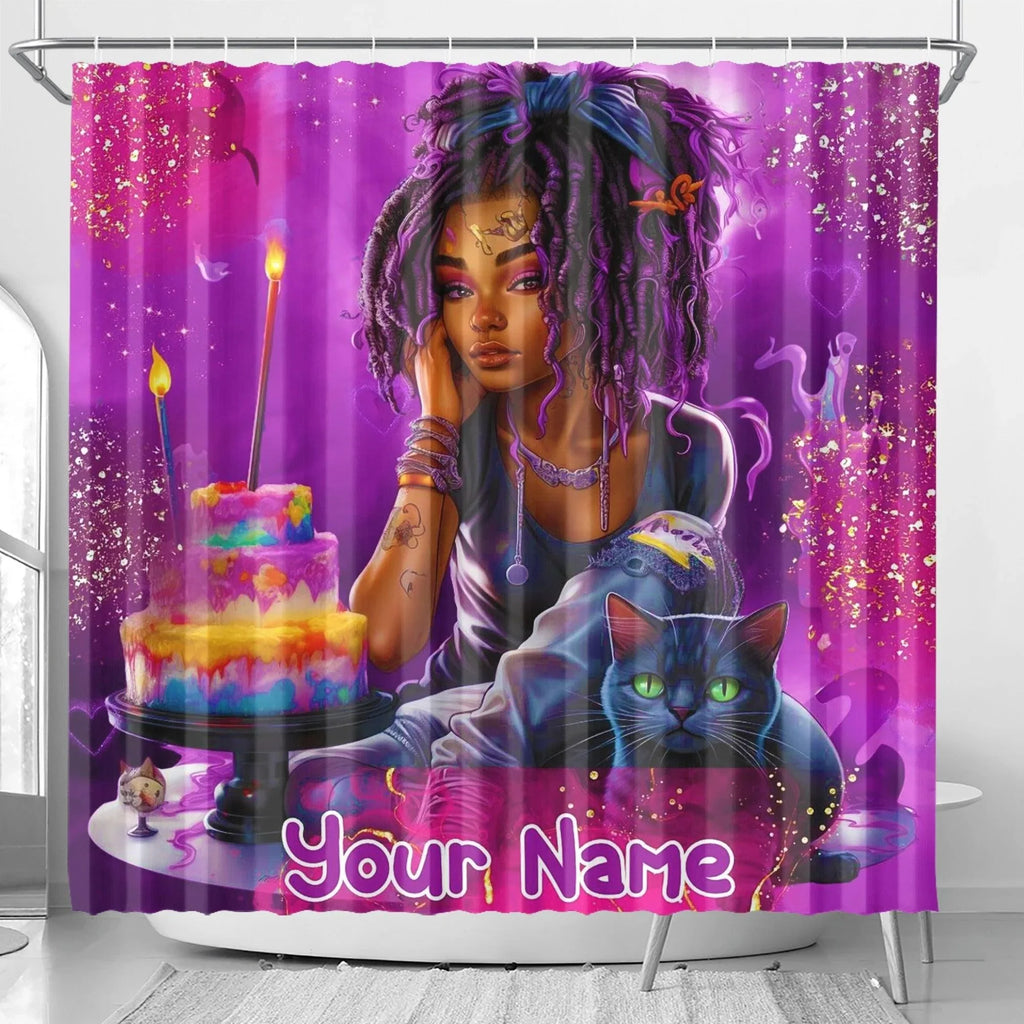 MelanatedME Custom Cute Girl Custom Pink Cake Dream 4 Shower Curtain - D'Sare 