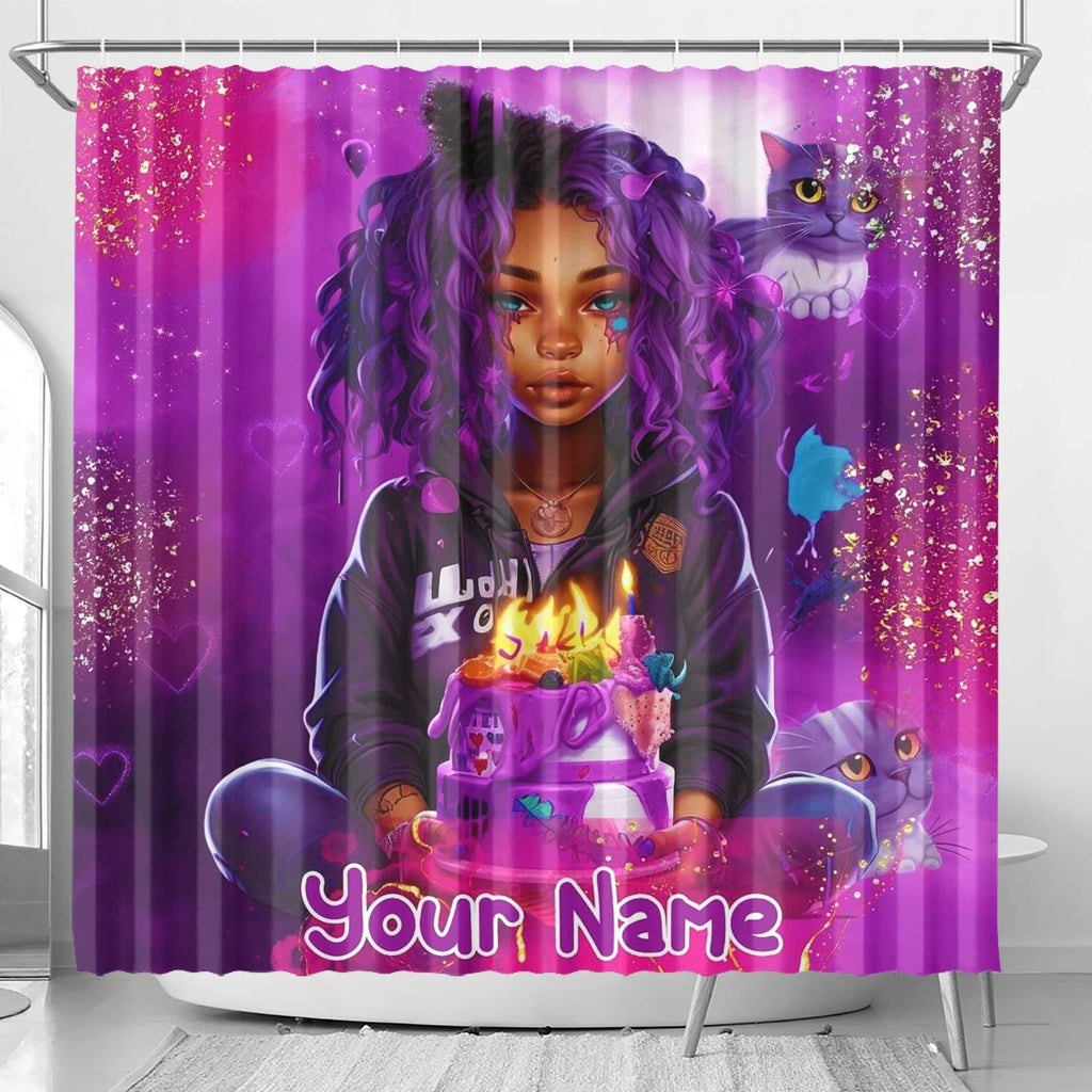 MelanatedME Custom Cute Girl Custom Pink3 Cake Dream 3 Shower Curtain - D'Sare 