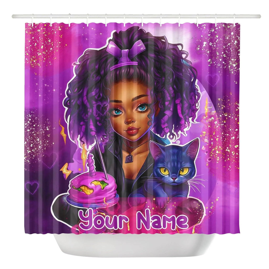 MelanatedME Custom Cute Girl Custom Pink Cake Dream5 Shower Curtain - D'Sare 