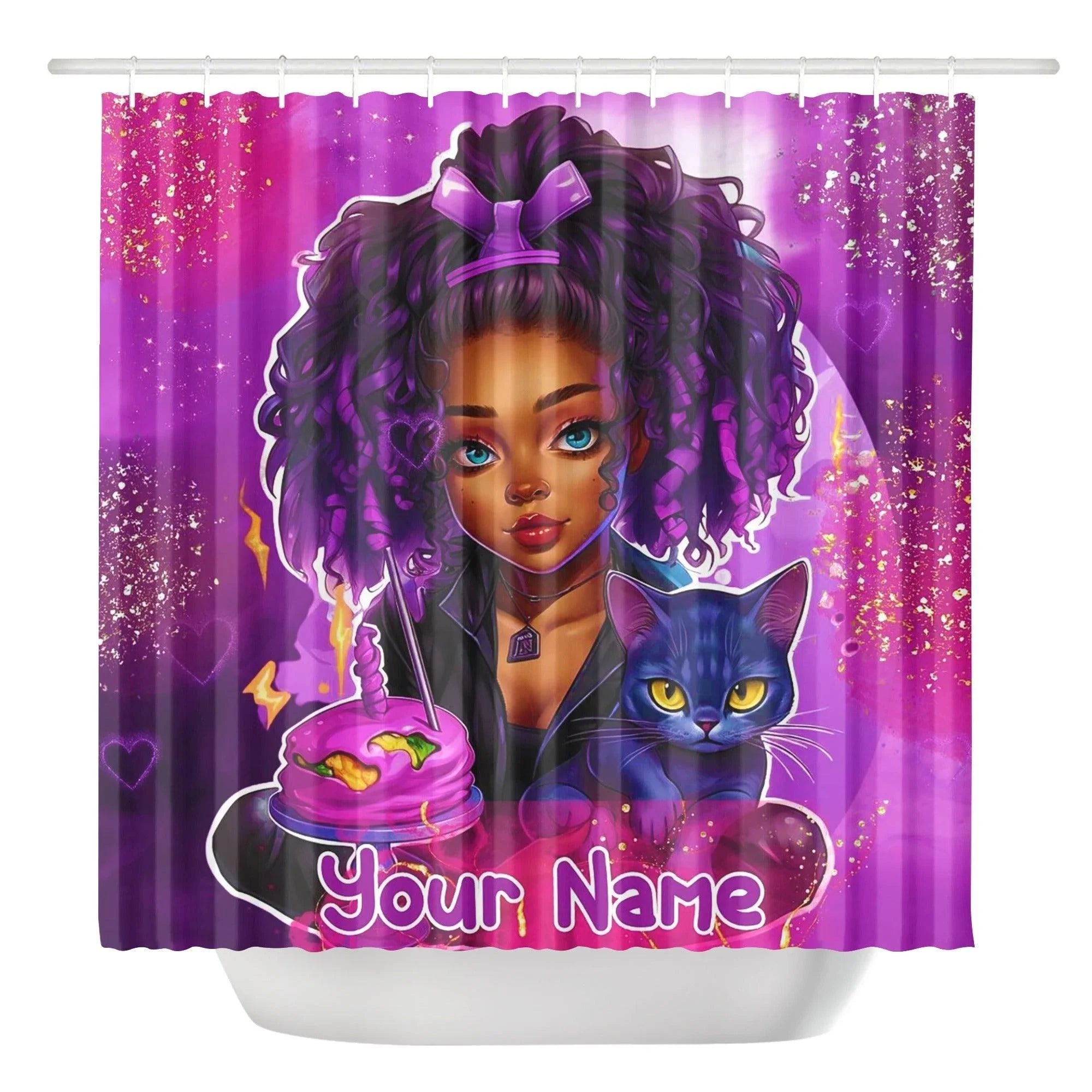 MelanatedME Custom Cute Girl Custom Pink Cake Dream5 Shower Curtain - D'Sare 