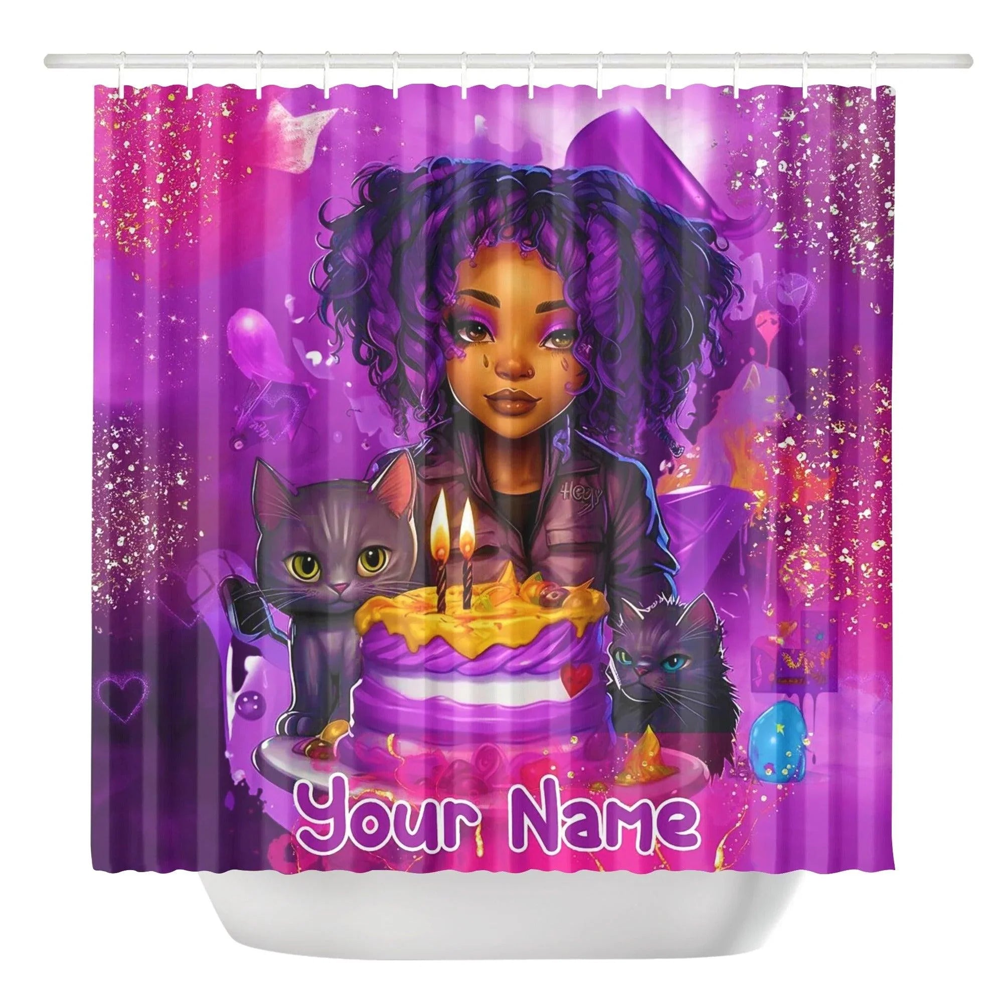 MelanatedME Custom Cute Girl Custom Pink Cake Dream1 Shower Curtain - D'Sare 