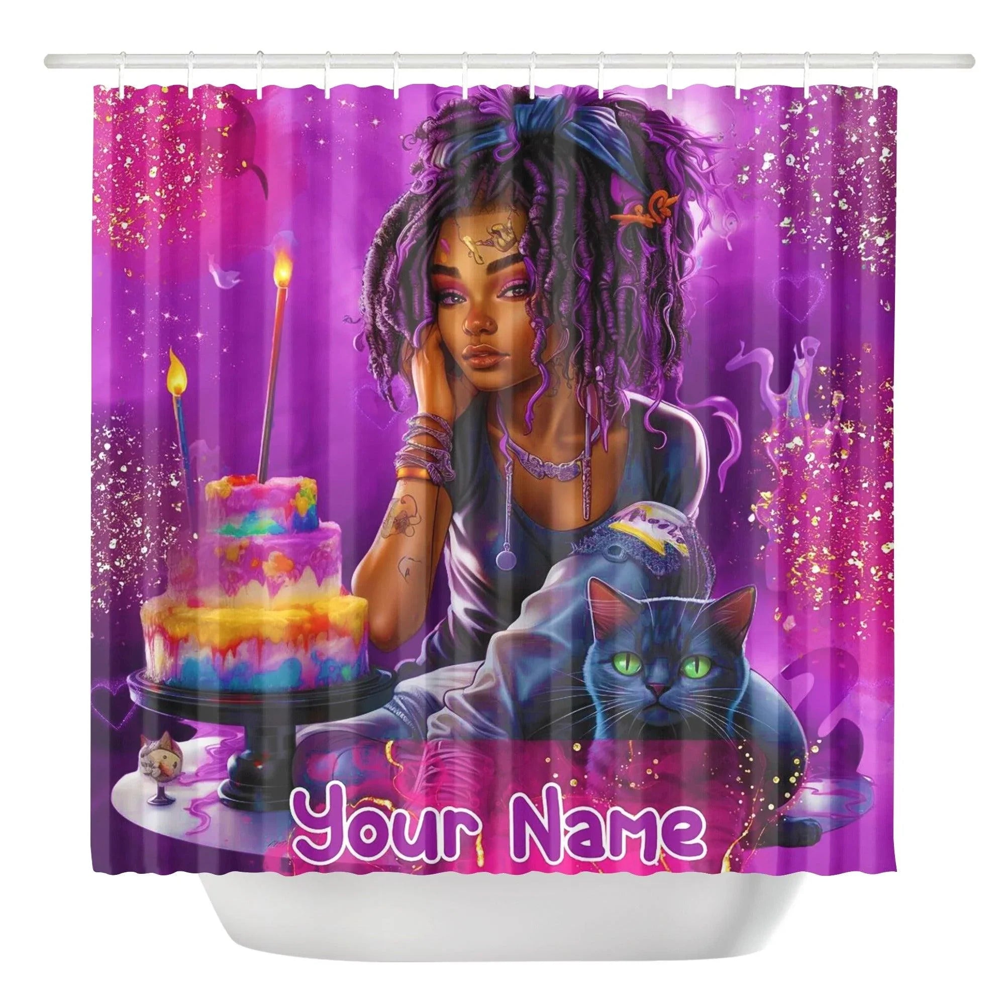 MelanatedME Custom Cute Girl Custom Pink Cake Dream 4 Shower Curtain - D'Sare 