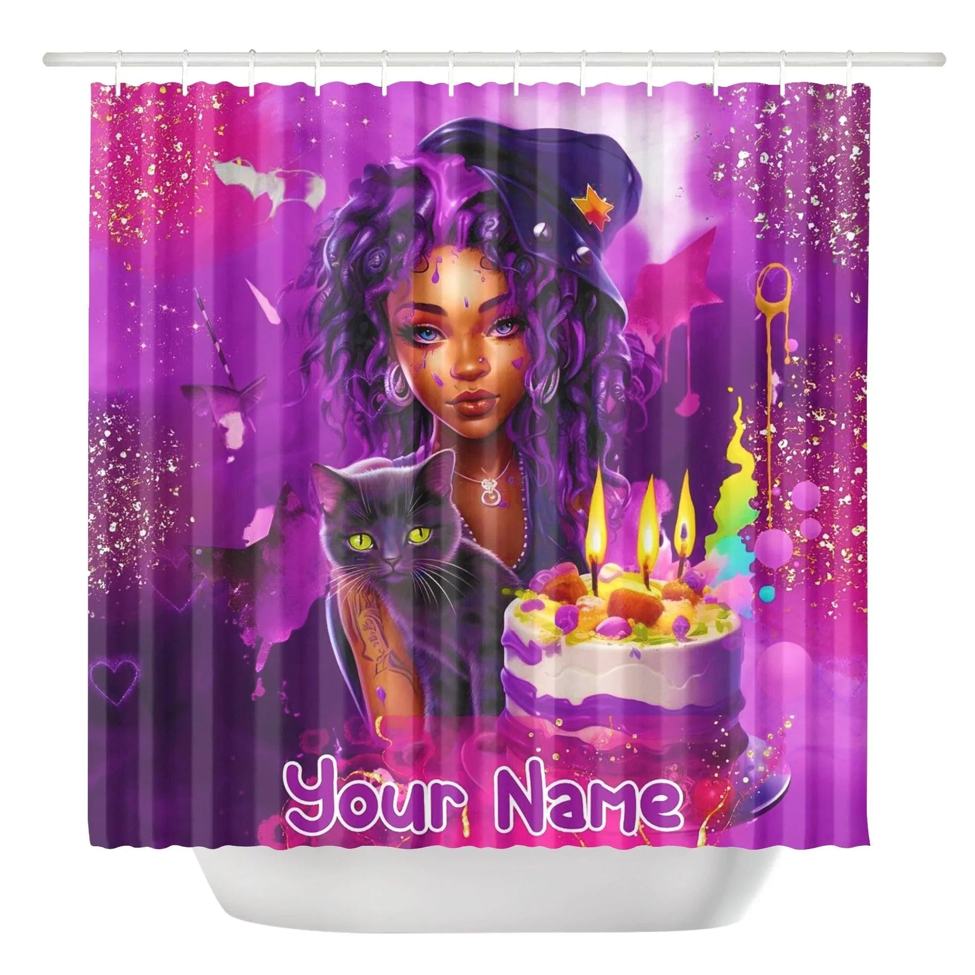 MelanatedME Custom Cute Girl Custom Pink Cake Dream 4Shower Curtain - D'Sare 