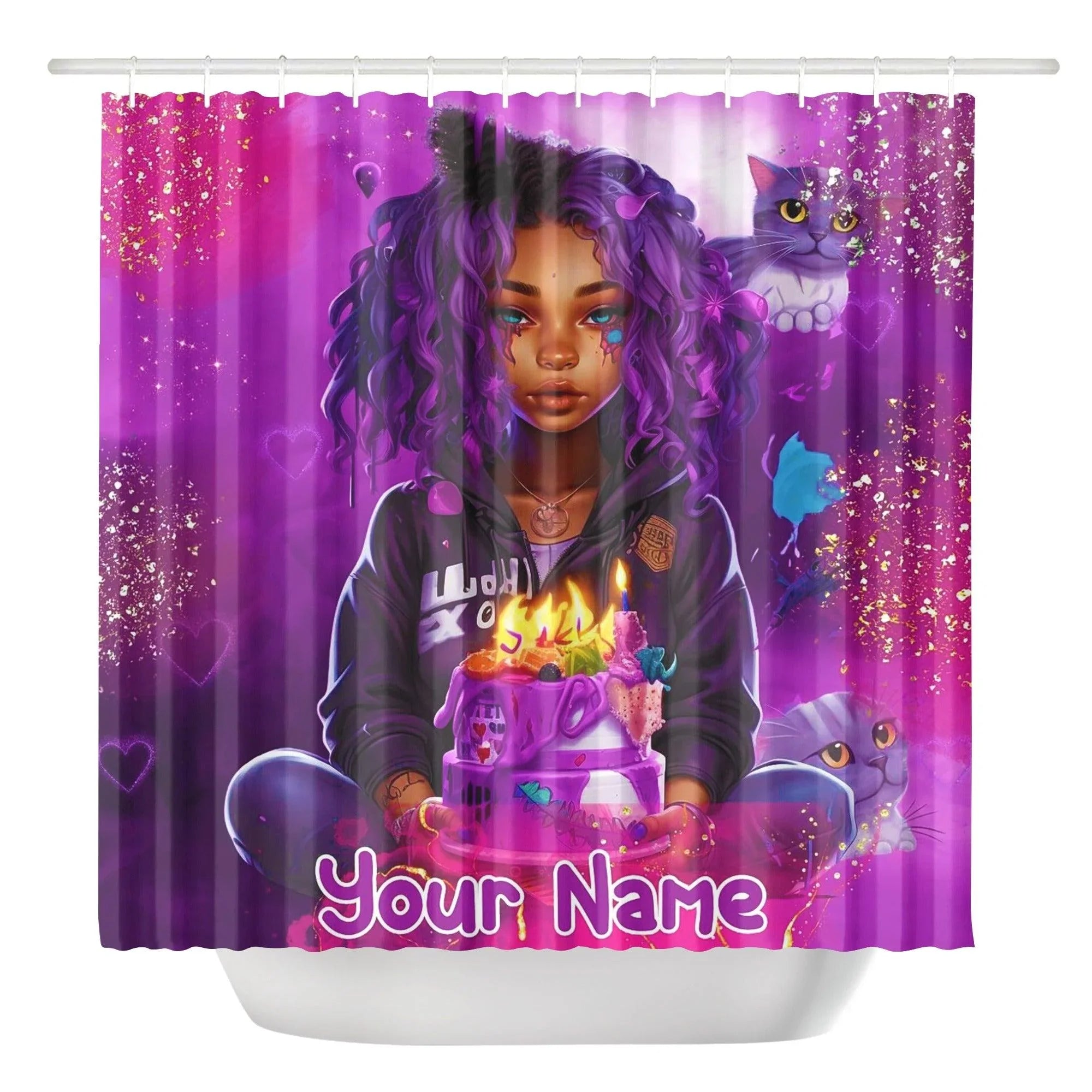 MelanatedME Custom Cute Girl Custom Pink3 Cake Dream 3 Shower Curtain - D'Sare 