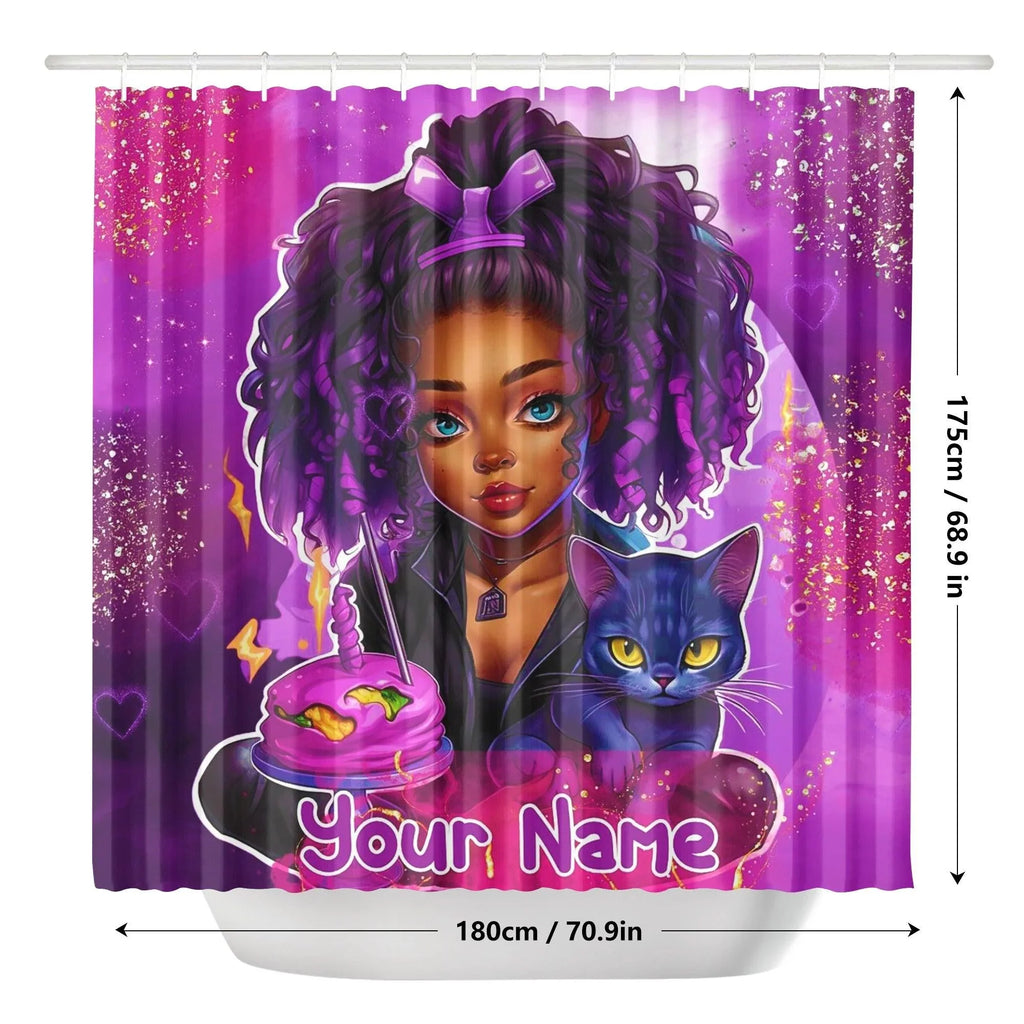 MelanatedME Custom Cute Girl Custom Pink Cake Dream5 Shower Curtain - D'Sare 