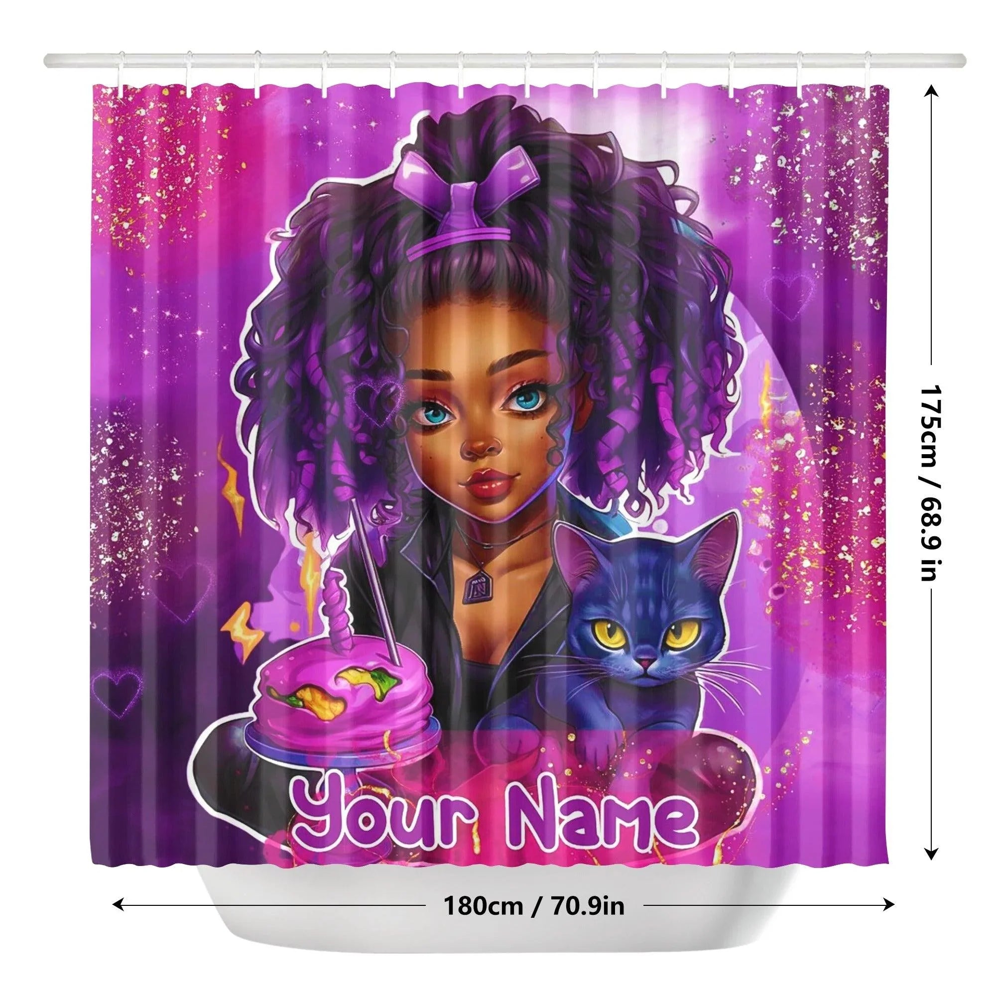 MelanatedME Custom Cute Girl Custom Pink Cake Dream5 Shower Curtain - D'Sare 