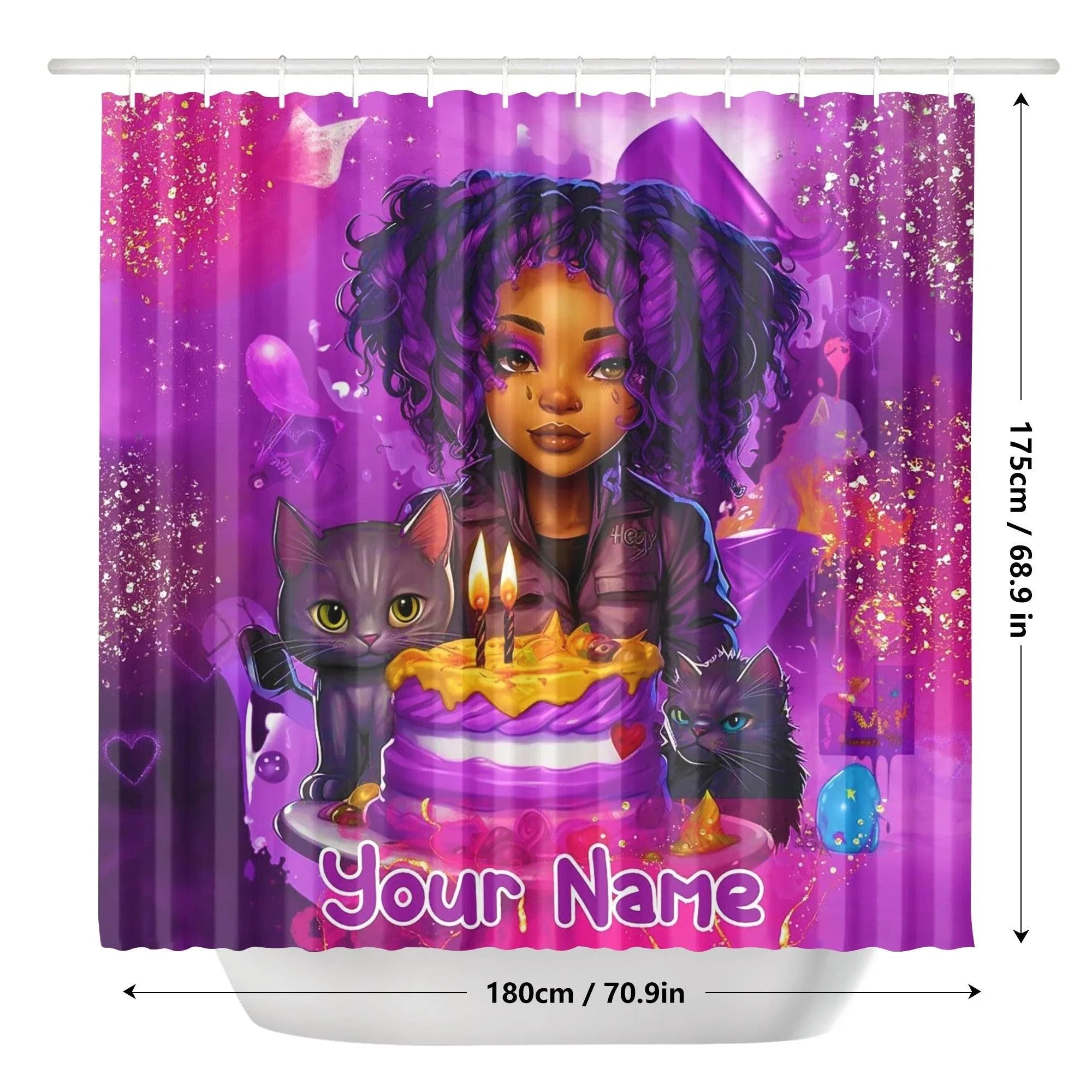 MelanatedME Custom Cute Girl Custom Pink Cake Dream1 Shower Curtain - D'Sare 