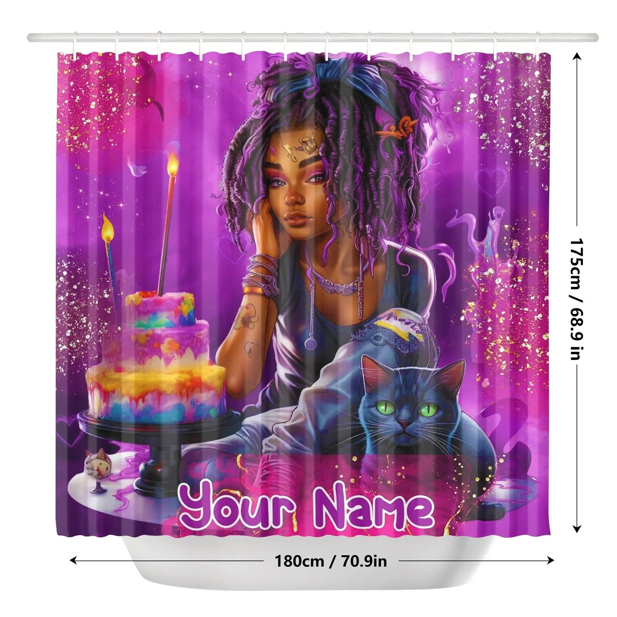 MelanatedME Custom Cute Girl Custom Pink Cake Dream 4 Shower Curtain - D'Sare 