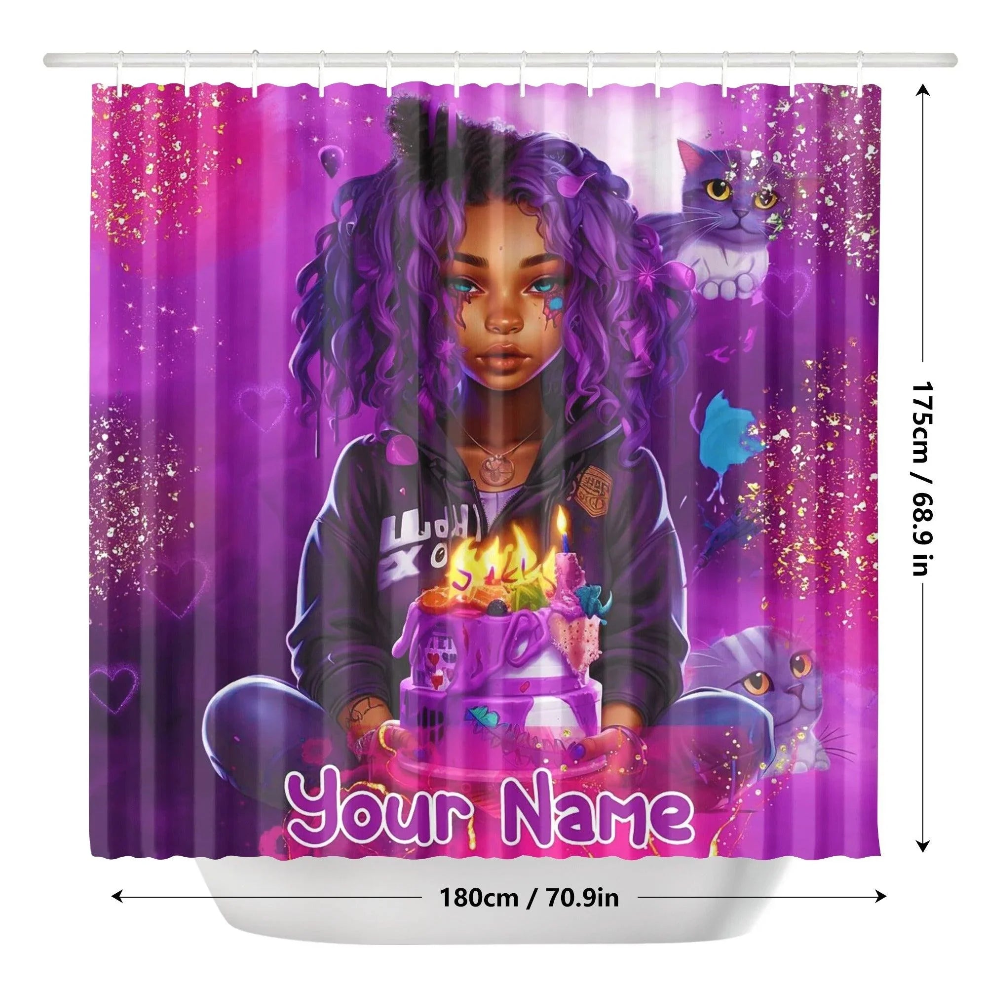 MelanatedME Custom Cute Girl Custom Pink3 Cake Dream 3 Shower Curtain - D'Sare 