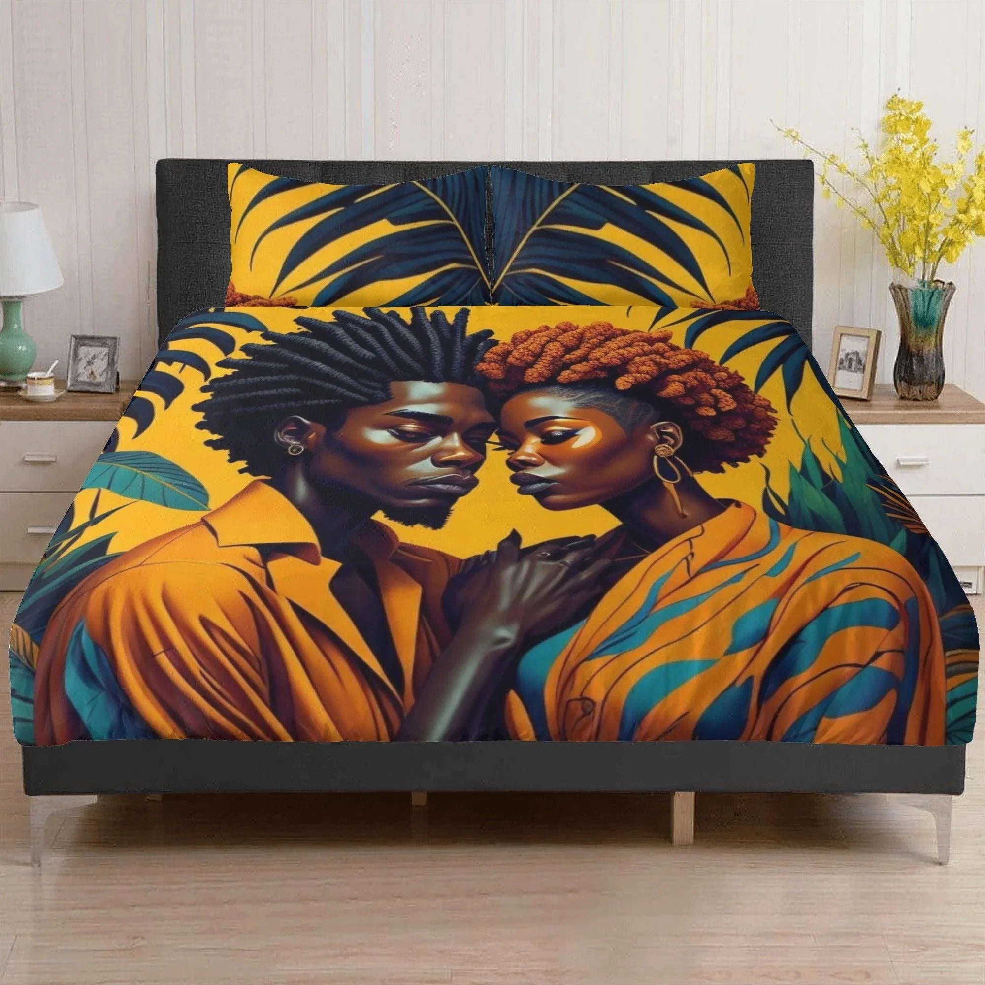 Rasta Couple Tropical Paradise 3 Pcs Beddings - D'Sare 