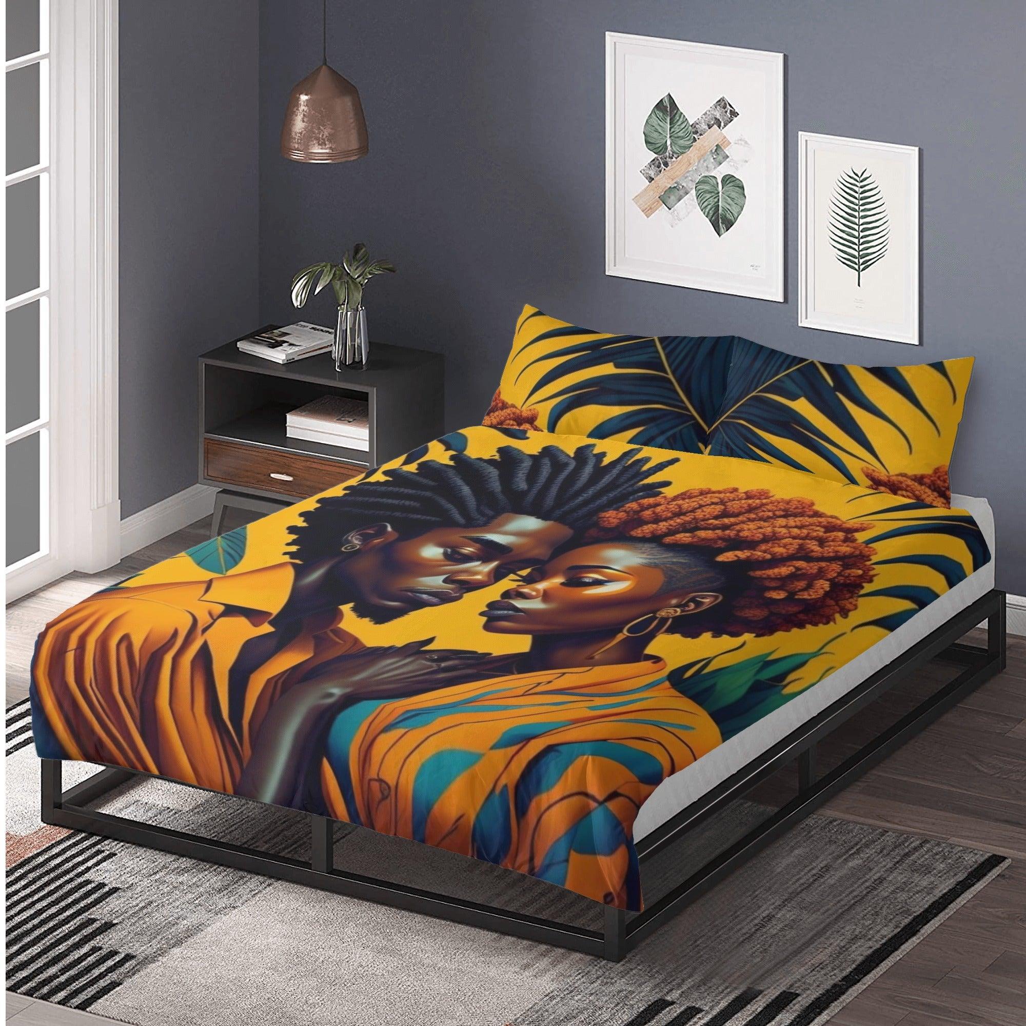 Rasta Couple Tropical Paradise 3 Pcs Beddings - D'Sare 