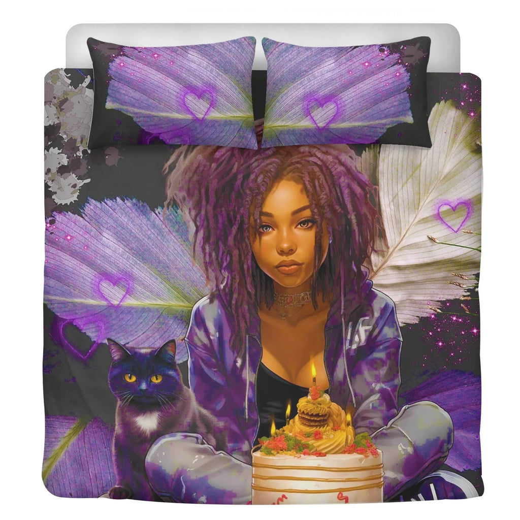 MelanatedME Cute Purple Dreadlock Purple Dream Birthday 3 Pcs Beddings - D'Sare 