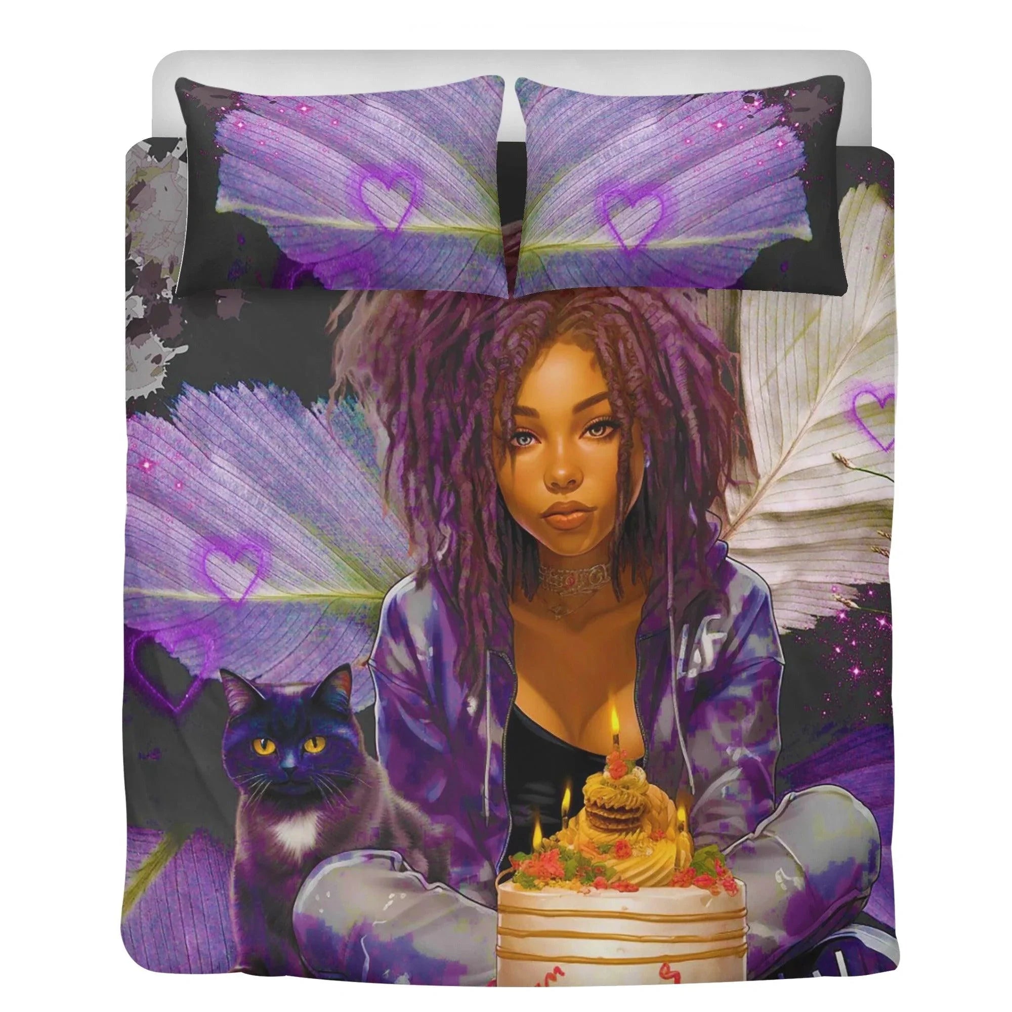 MelanatedME Cute Purple Dreadlock Purple Dream Birthday 3 Pcs Beddings - D'Sare 