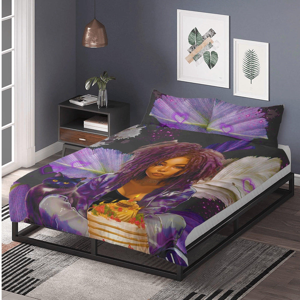 MelanatedME Cute Purple Dreadlock Purple Dream Birthday 3 Pcs Beddings - D'Sare 