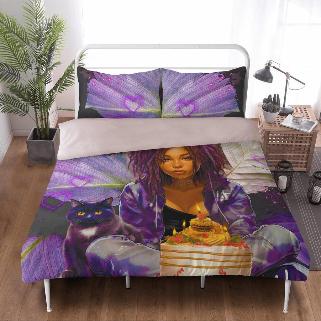 MelanatedME Cute Purple Dreadlock Purple Dream Birthday 3 Pcs Beddings - D'Sare 