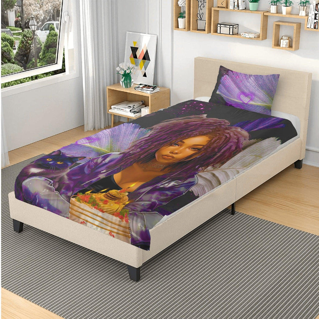MelanatedME Cute Purple Dreadlock Purple Dream Birthday 3 Pcs Beddings - D'Sare 