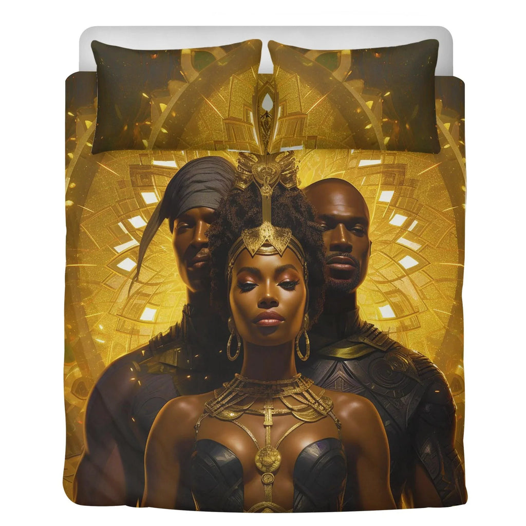 Divine Sibling Unity: Elegant Golden Black 3 Pcs Beddings - D'Sare 