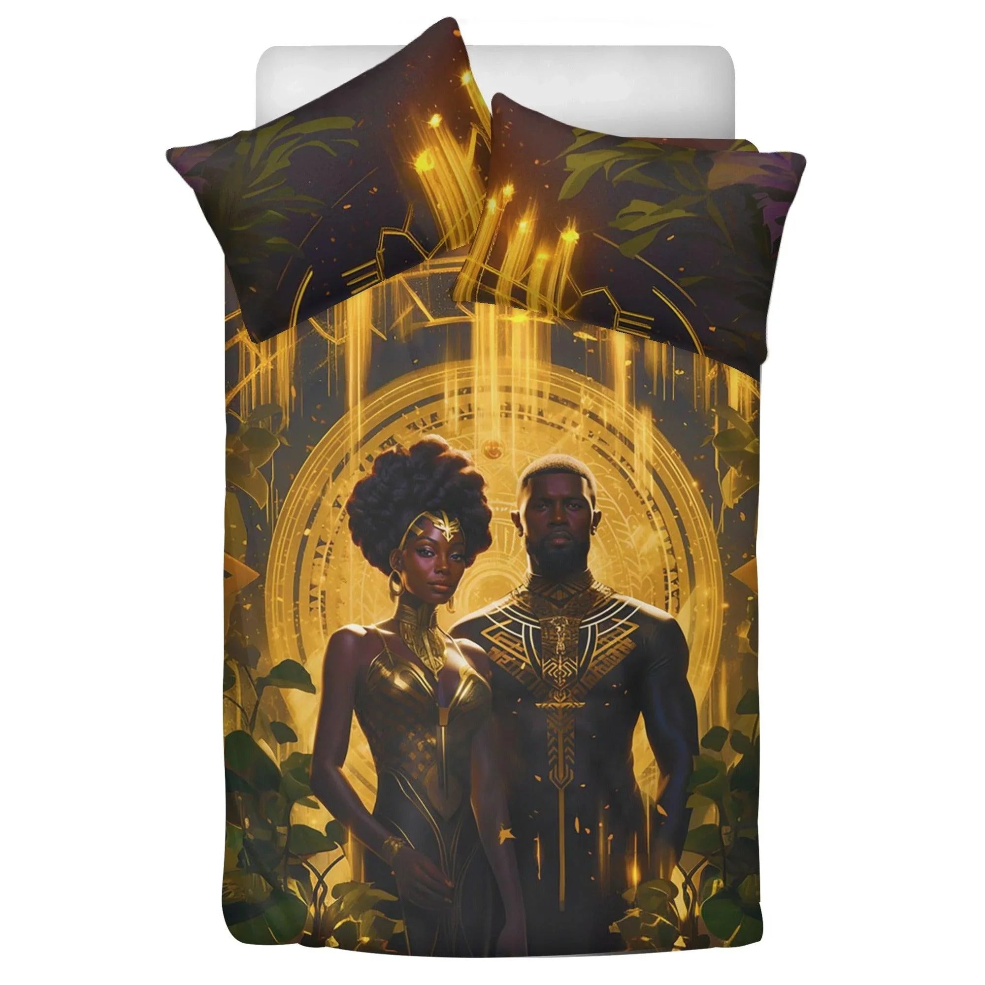 Together Forever: Divine Golden Black Couple3 Pcs Beddings - D'Sare 