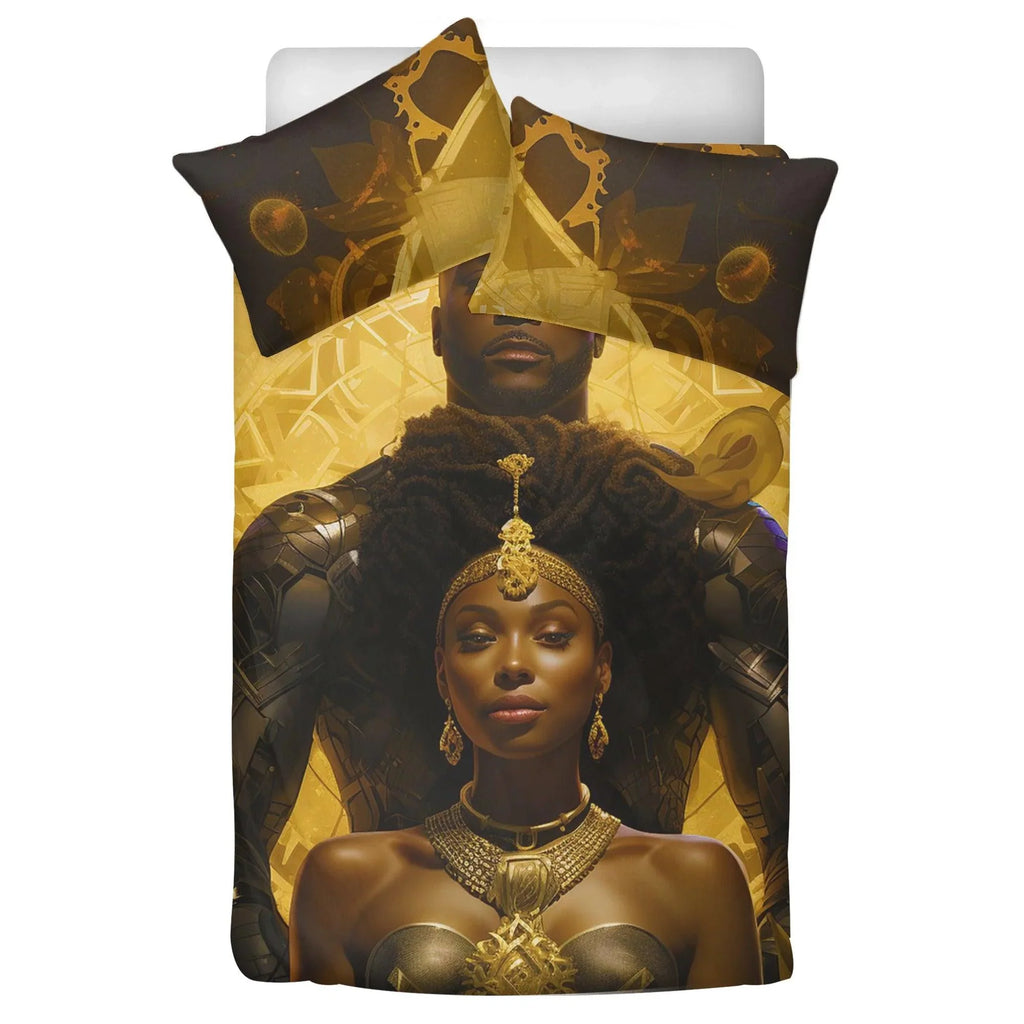 Golden Romance: Black Couple Divine 3 Pcs Beddings - D'Sare 