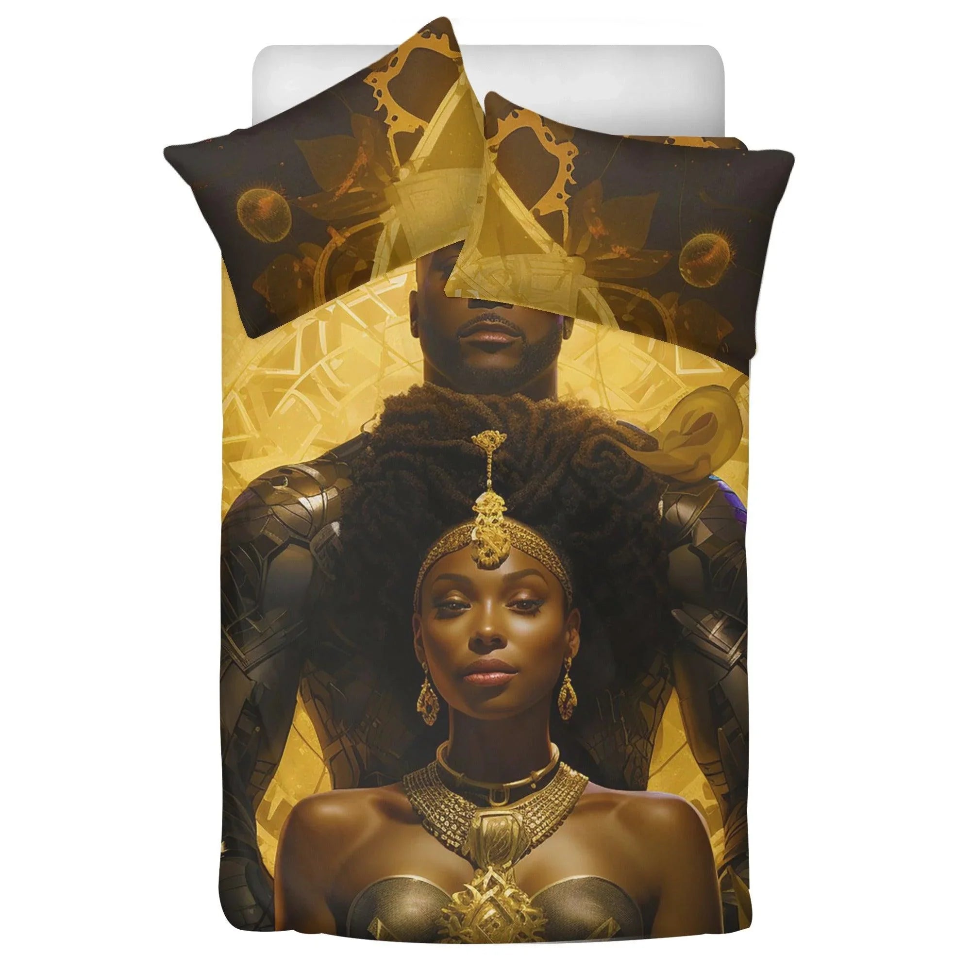 Golden Romance: Black Couple Divine 3 Pcs Beddings - D'Sare 