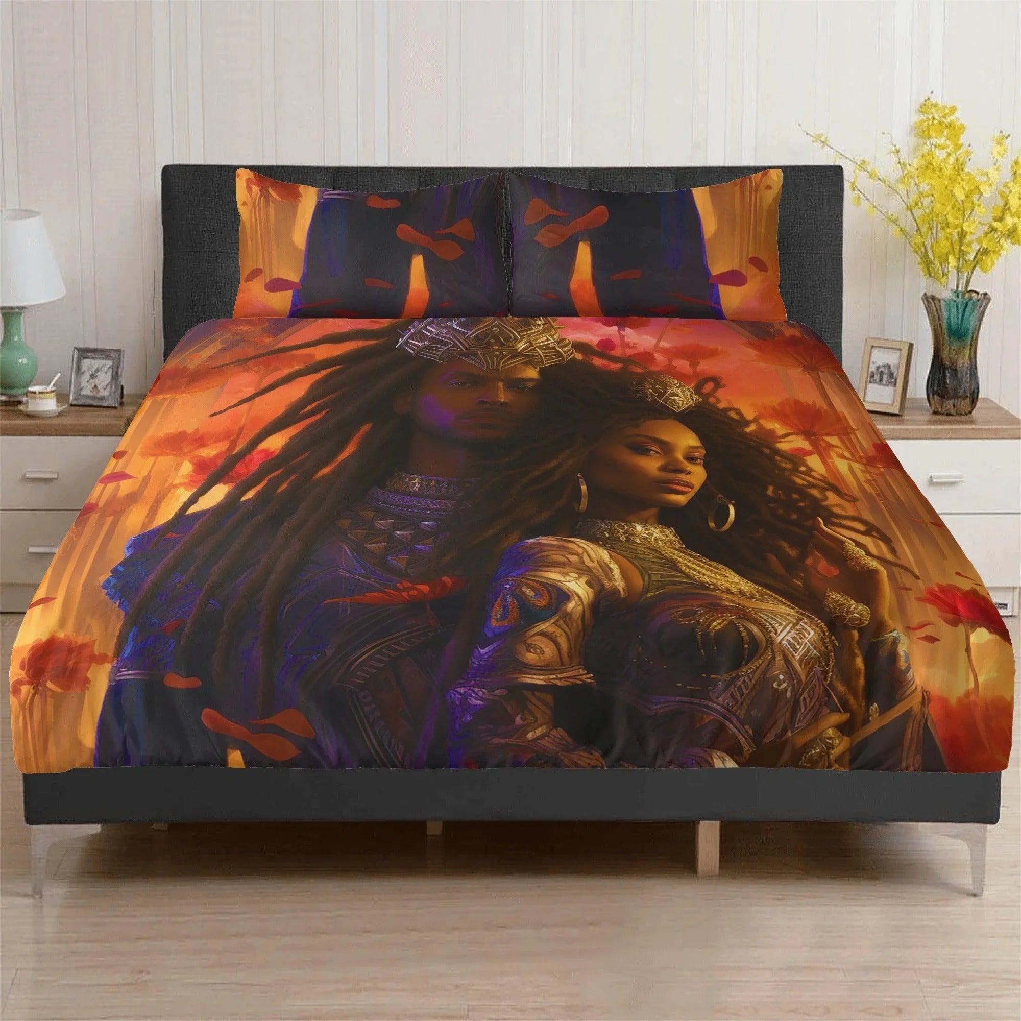 Sunset Gold RastaME – Divine Noir Embrace Collection 3 Pcs Beddings - D'Sare 