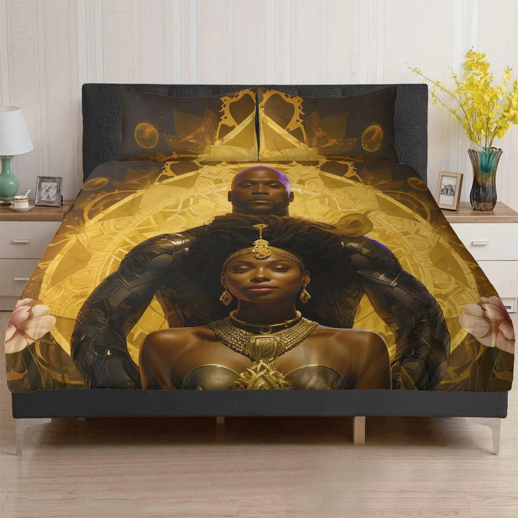 Golden Romance: Black Couple Divine 3 Pcs Beddings - D'Sare 