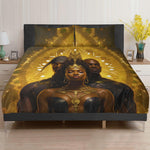 Divine Sibling Unity: Elegant Golden Black 3 Pcs Beddings - D'Sare 