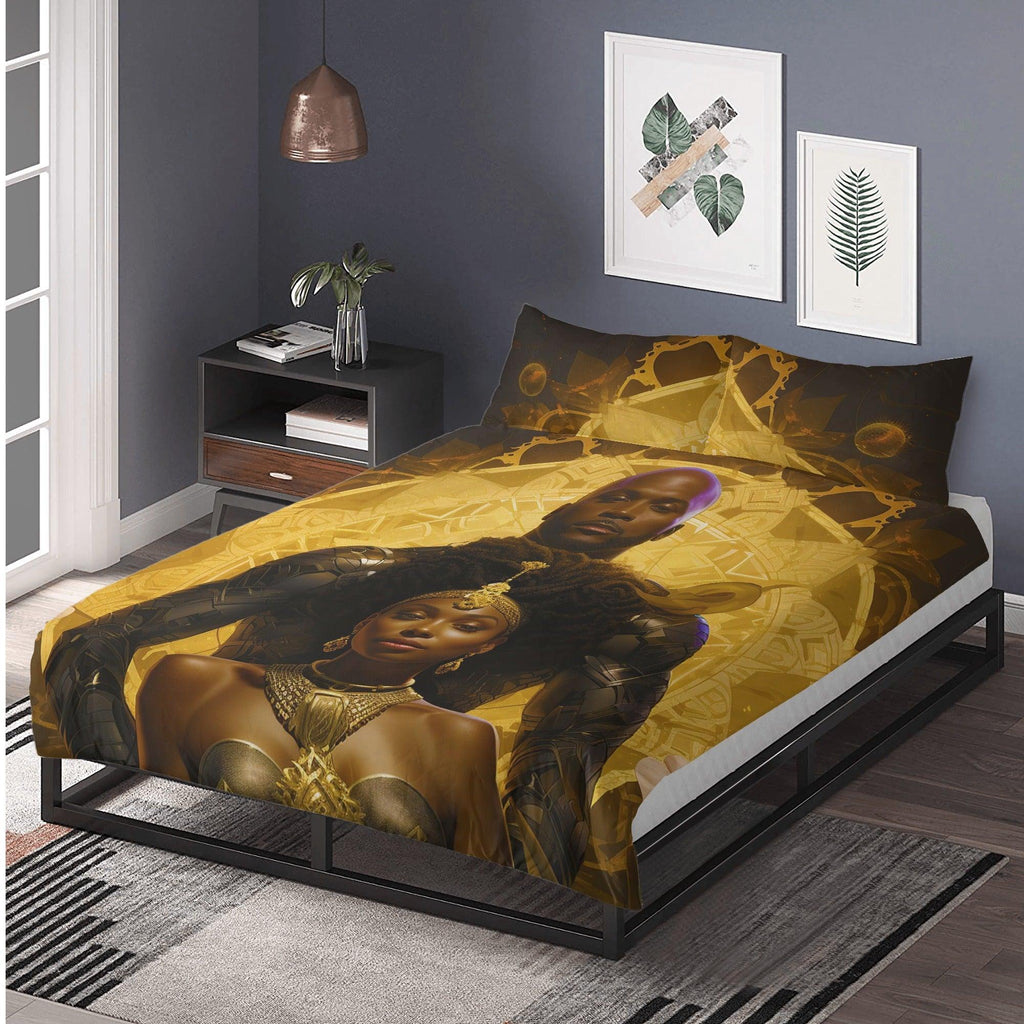 Golden Romance: Black Couple Divine 3 Pcs Beddings - D'Sare 