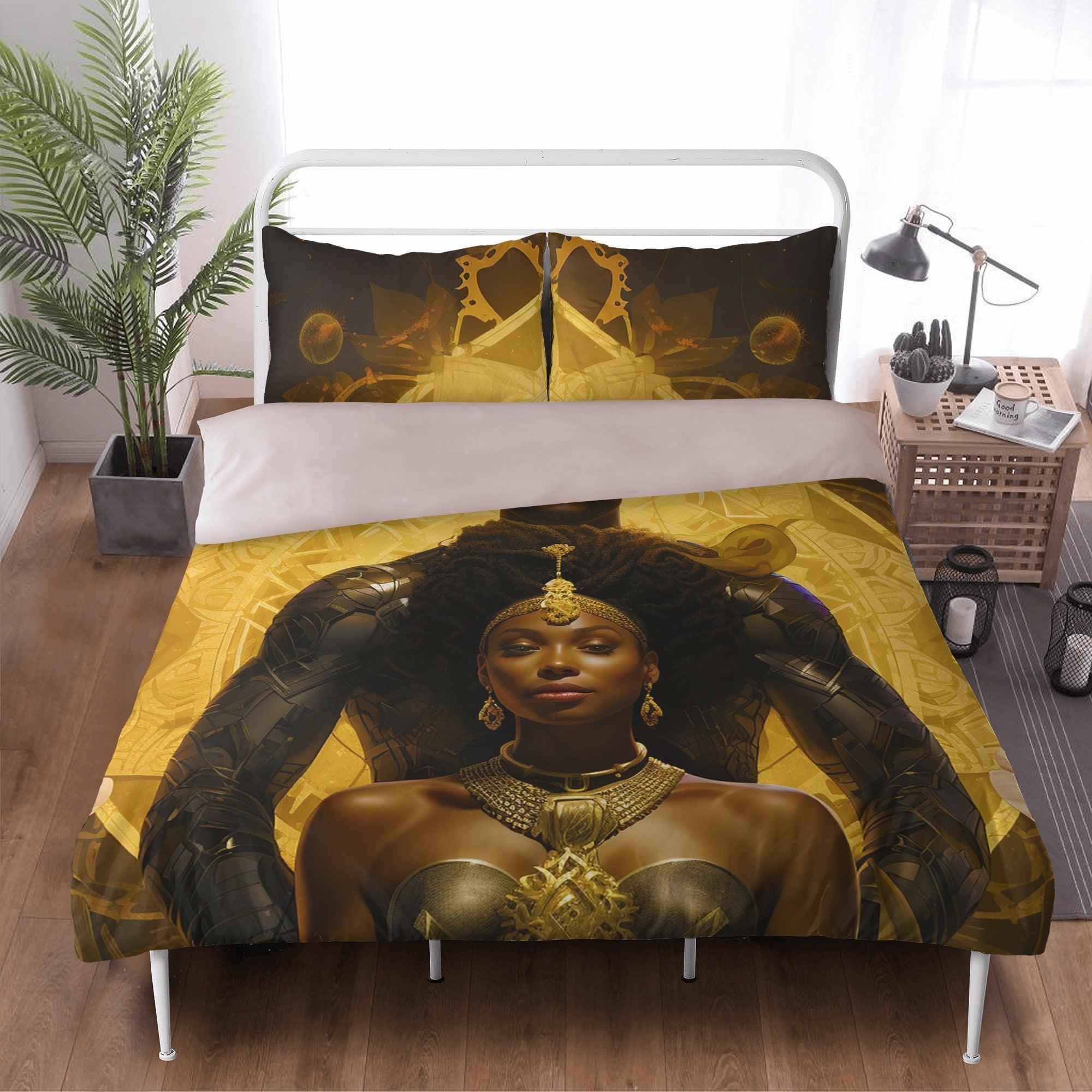 Golden Romance: Black Couple Divine 3 Pcs Beddings - D'Sare 