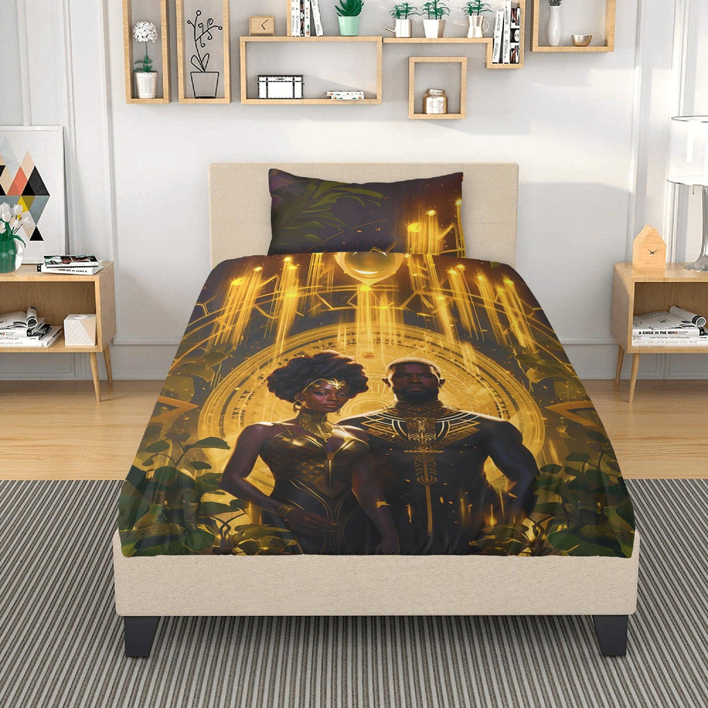 Together Forever: Divine Golden Black Couple3 Pcs Beddings - D'Sare 