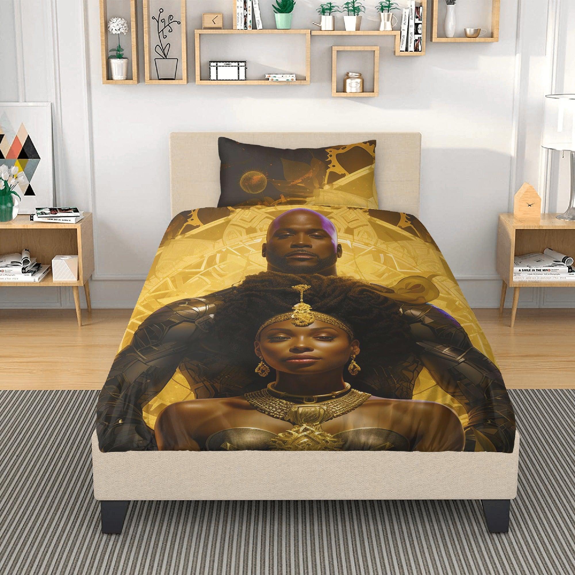 Golden Romance: Black Couple Divine 3 Pcs Beddings - D'Sare 