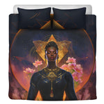 Sensual Divinity: Golden Black Feminine Goddess 3 Pcs Beddings - D'Sare 