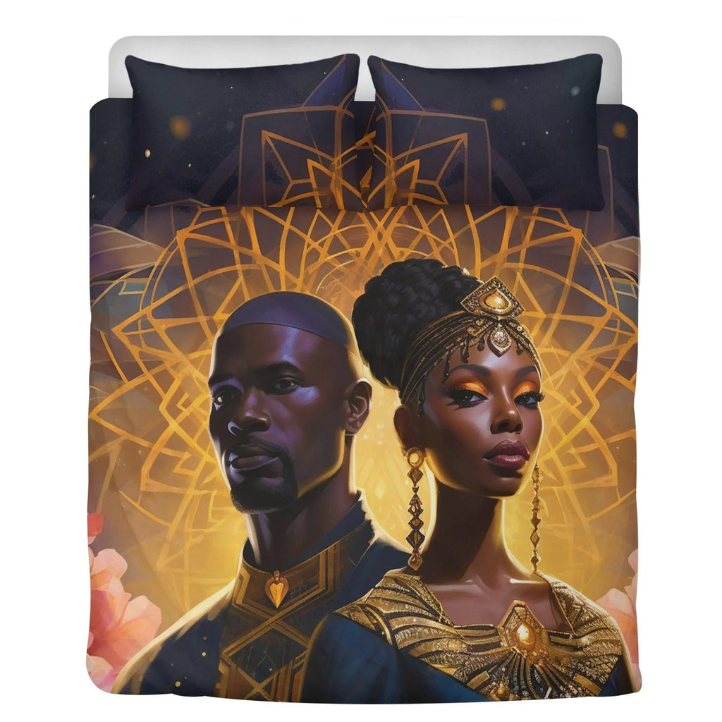 Romance in Black and Gold: Divine Couple 3 Pcs Beddings - D'Sare 