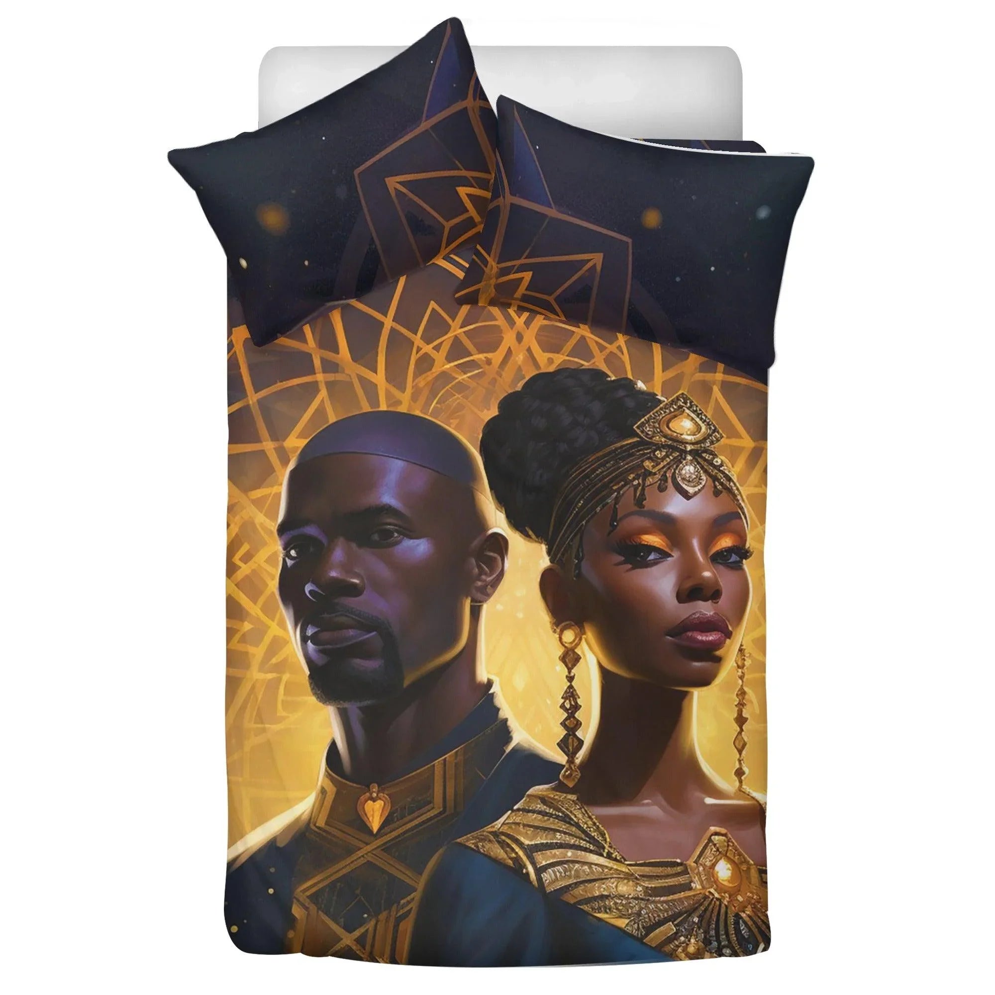 Romance in Black and Gold: Divine Couple 3 Pcs Beddings - D'Sare 