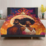 Unity of Love: Divine Black Couple Golden 3 Pcs Beddings - D'Sare 