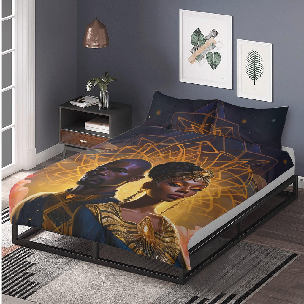 Romance in Black and Gold: Divine Couple 3 Pcs Beddings - D'Sare 