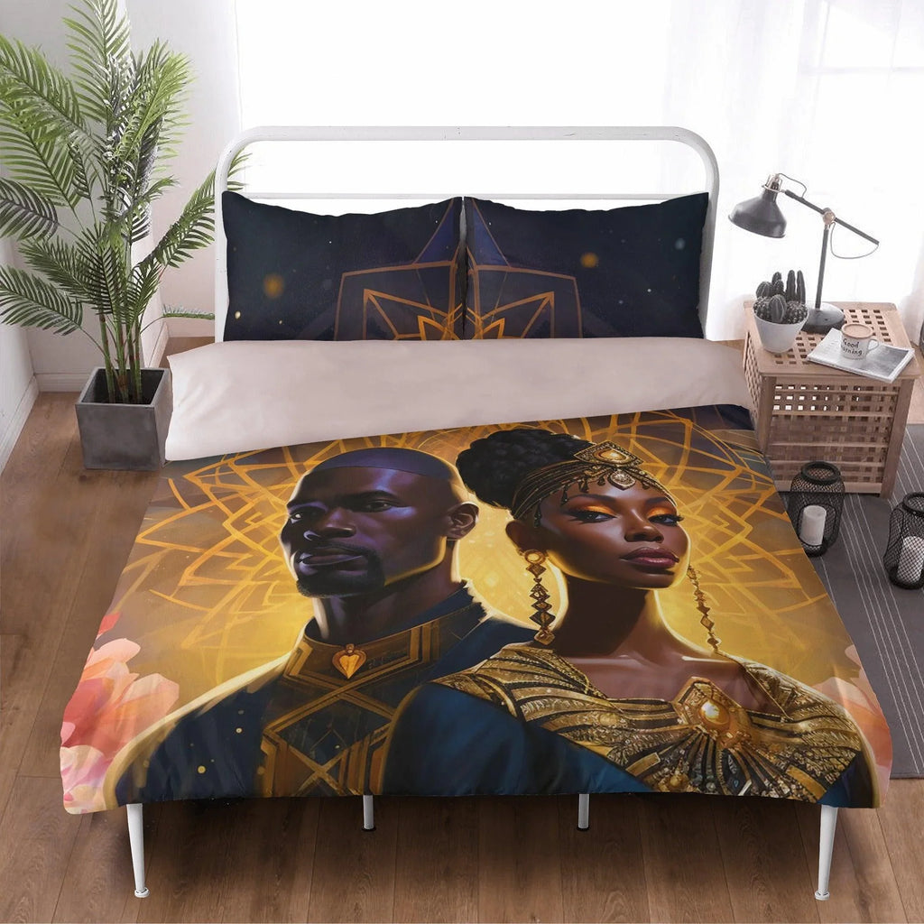 Romance in Black and Gold: Divine Couple 3 Pcs Beddings - D'Sare 