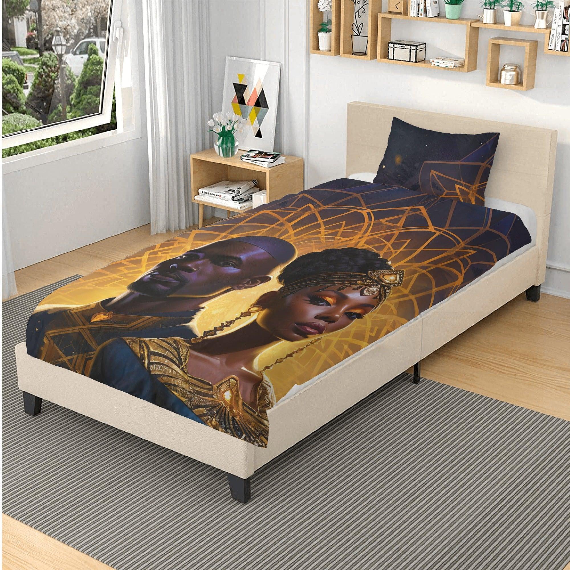 Romance in Black and Gold: Divine Couple 3 Pcs Beddings - D'Sare 