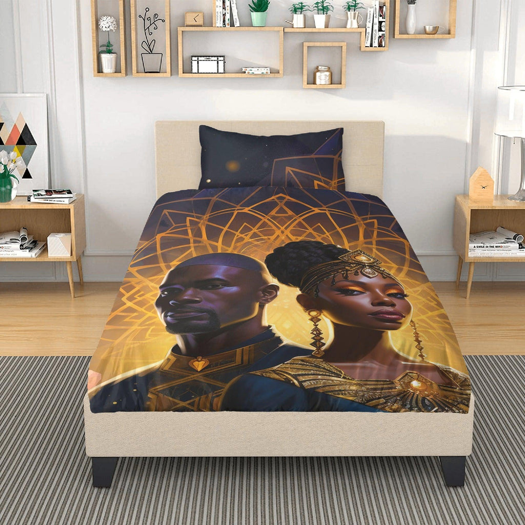 Romance in Black and Gold: Divine Couple 3 Pcs Beddings - D'Sare 