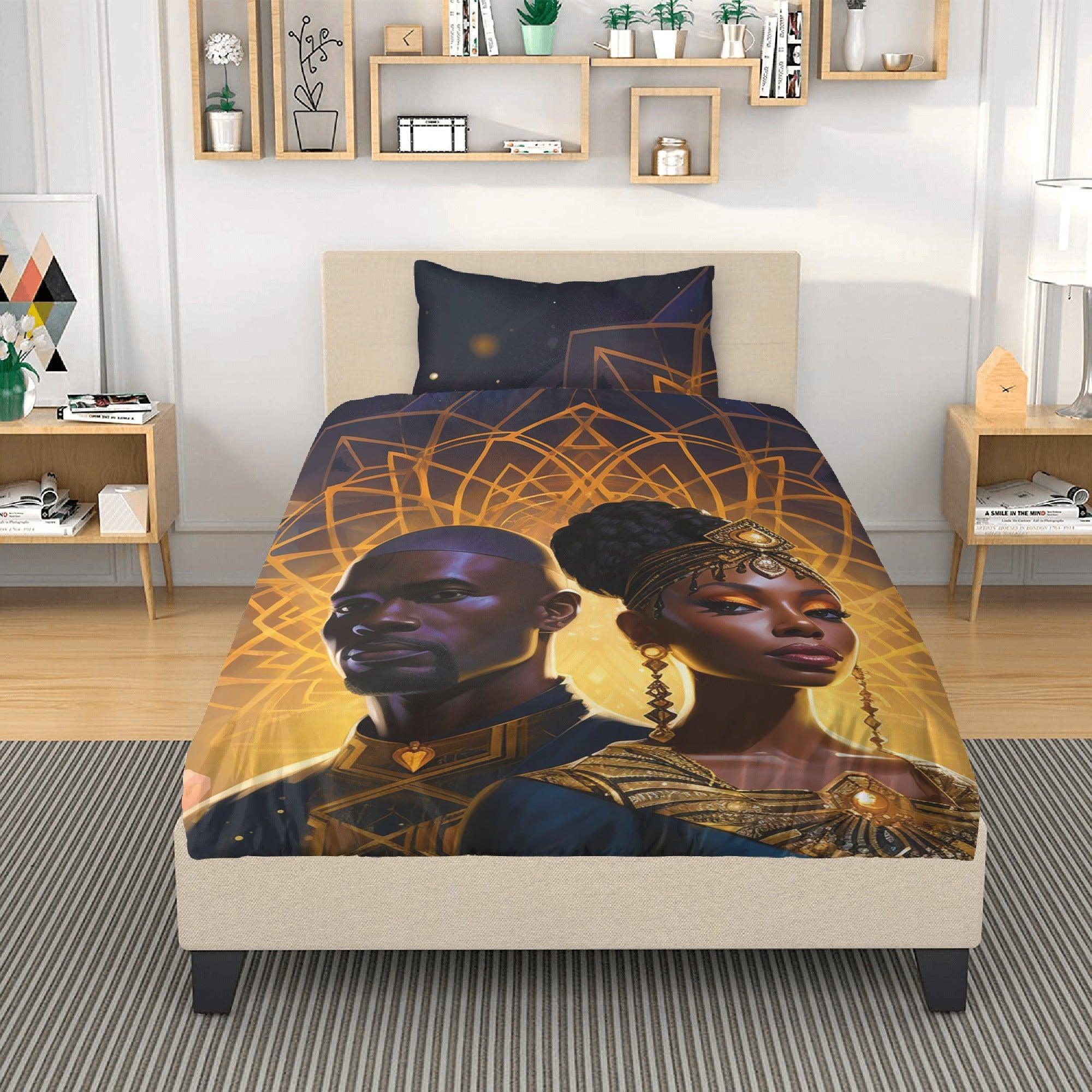 Romance in Black and Gold: Divine Couple 3 Pcs Beddings - D'Sare 