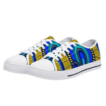 Vivid Azura Blue Spiral - Ethnic-Inspired Pattern Low Top Canvas Shoes