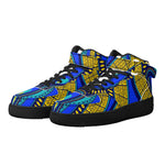 Vivid Azura Blue Spiral - Ethnic-Inspired Pattern Mens High Top Leather Sneakers