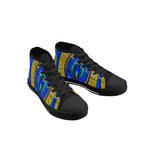 Vivid Azura Blue Spiral - Ethnic-Inspired Pattern Kids High Top Canvas Shoes