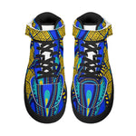 Vivid Azura Blue Spiral - Ethnic-Inspired Pattern Womens High Top Leather Sneakers